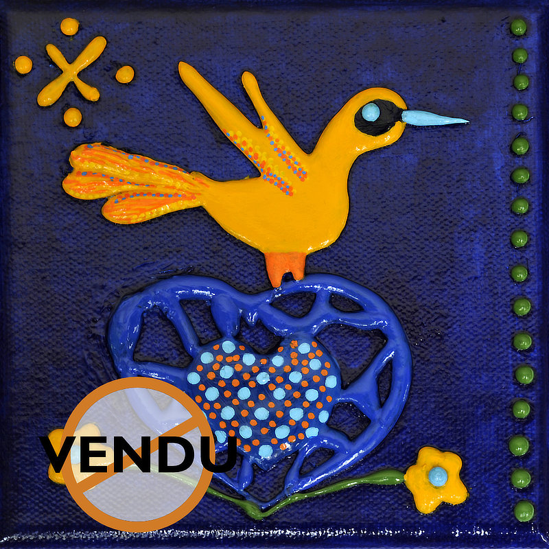 Heart Bird - mini acrylique sur toile