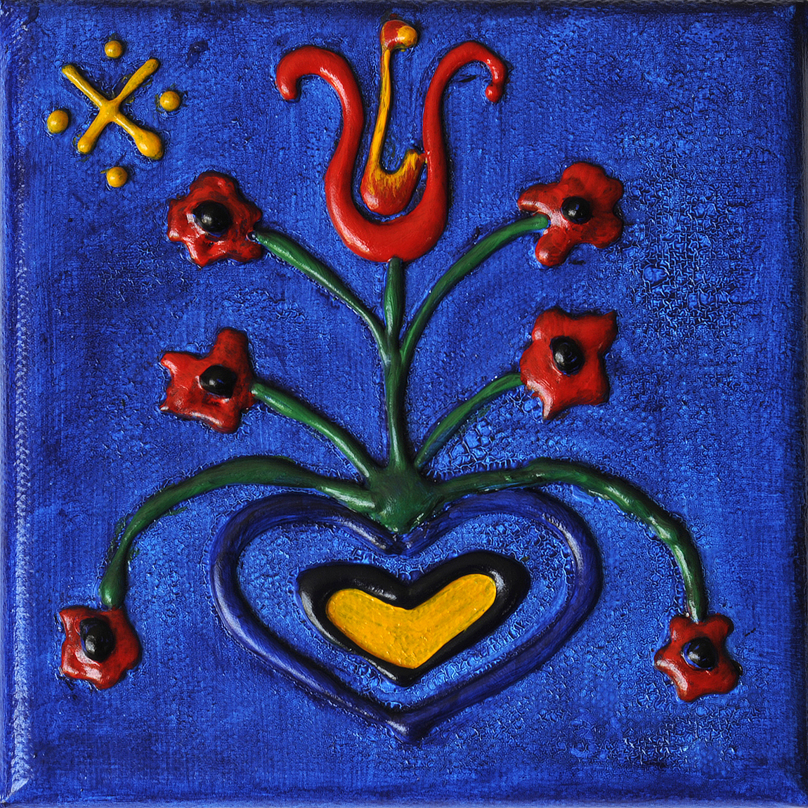 Cœur et bouquet - mini acrylique sur toile Cœur et bouquet - mini acrylique sur toile