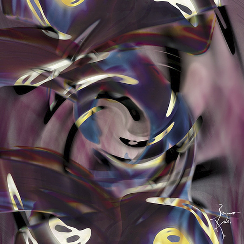 Digital painting Lentilles gravitationnelles. Chronoschromaties series.