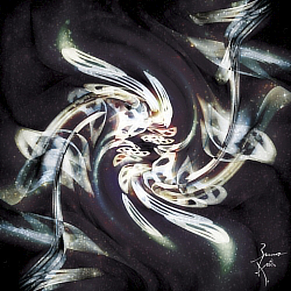 Digital painting Poissons cosmiques. Chronoschromaties series.