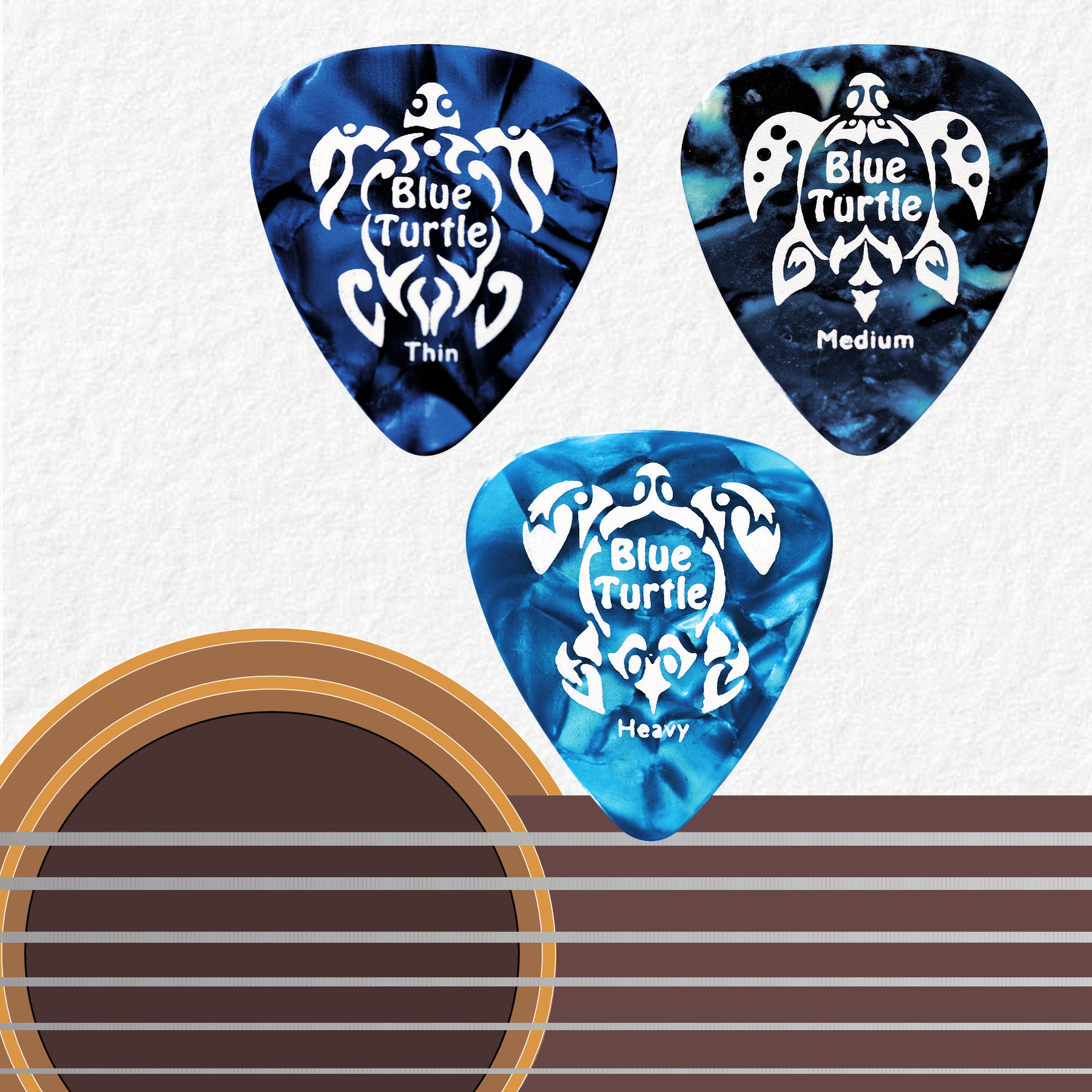 Médiators Blue Turtle celluloïd Médiators Blue Turtle celluloïd